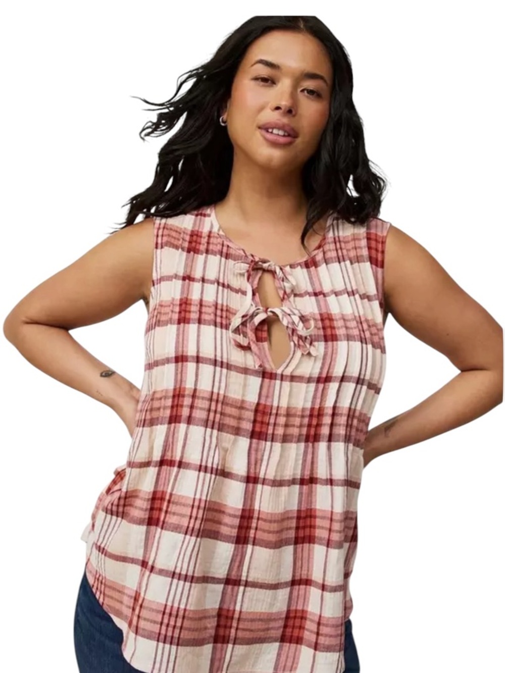 torrid Plaid Tie-Front Tank top size 2-2X/18-20